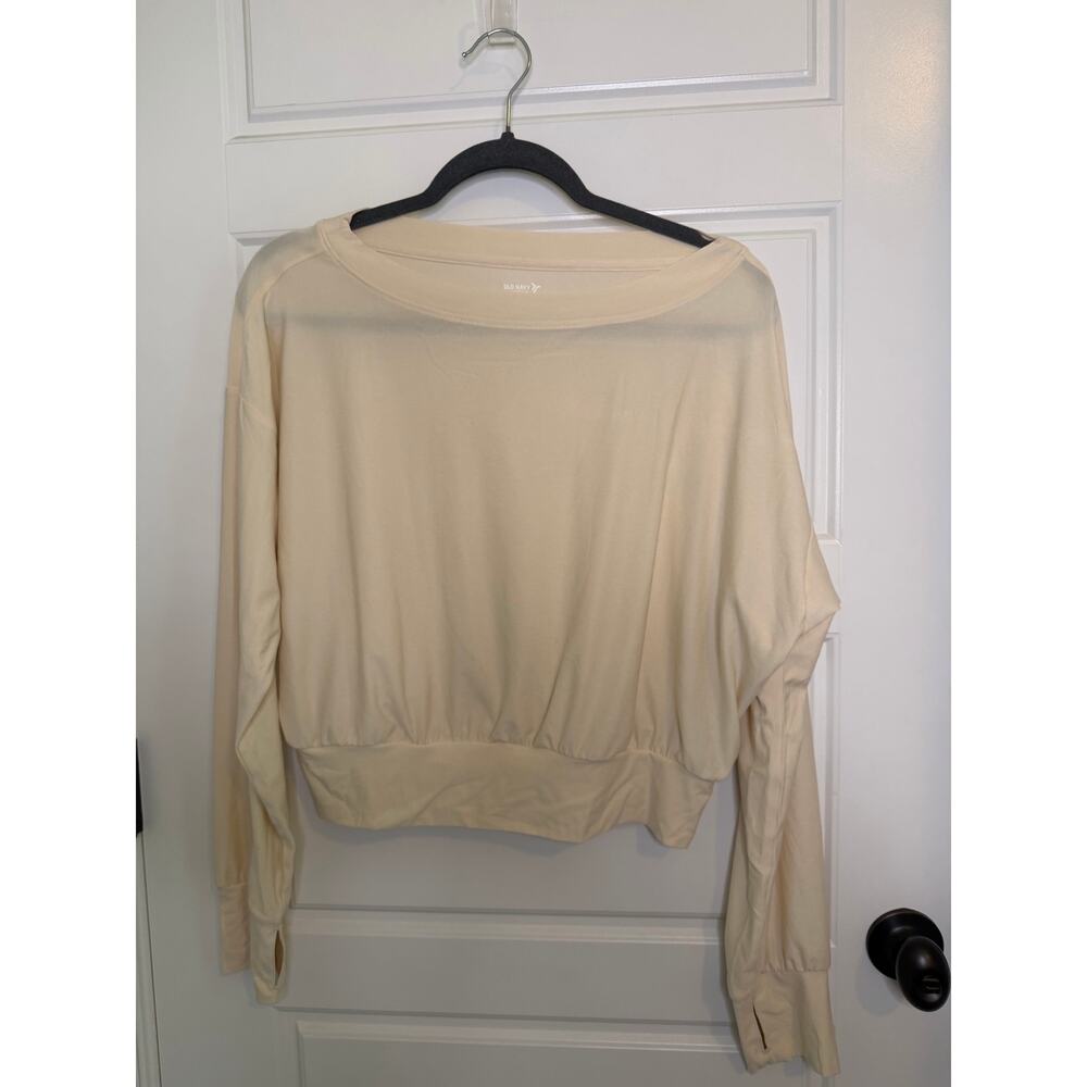 Old Navy Active Cream LS Cropped Athletic Top Size Small